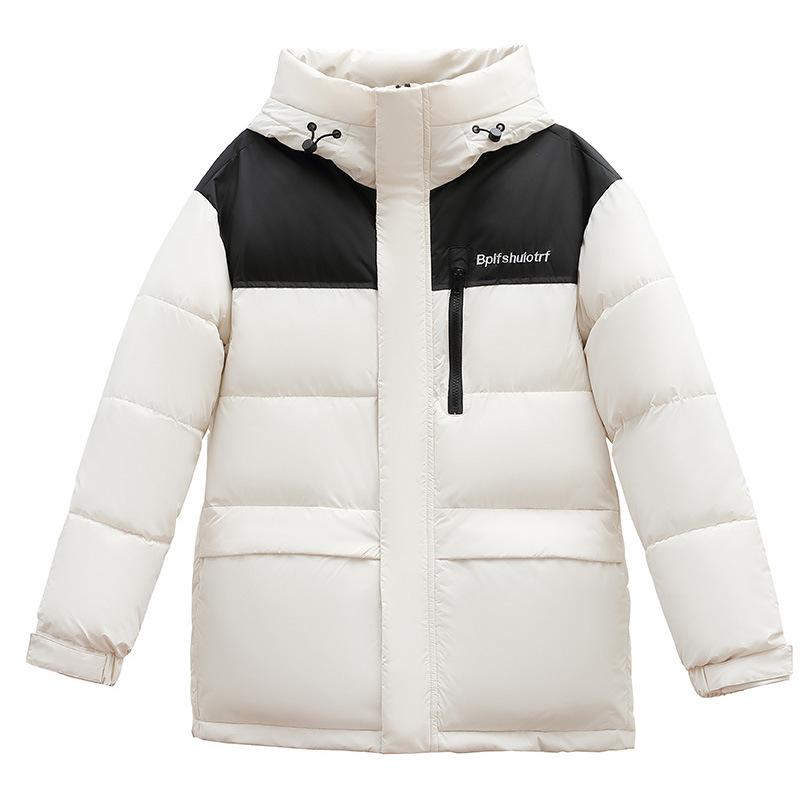 Down cotton jacket women's plus-size short 2025 new winter thickened warm fashion loose jacket color blocking