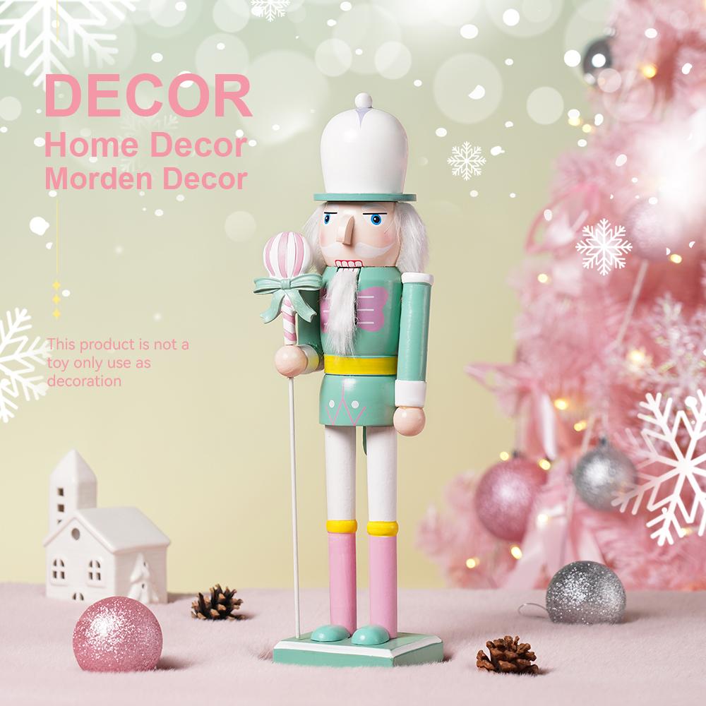 38CM Macaron Colored Candy Walnut Soldier Solid Wood Decoration Ornament Gift Handicraft Christmas Ornament Walnut Clip 1PCS