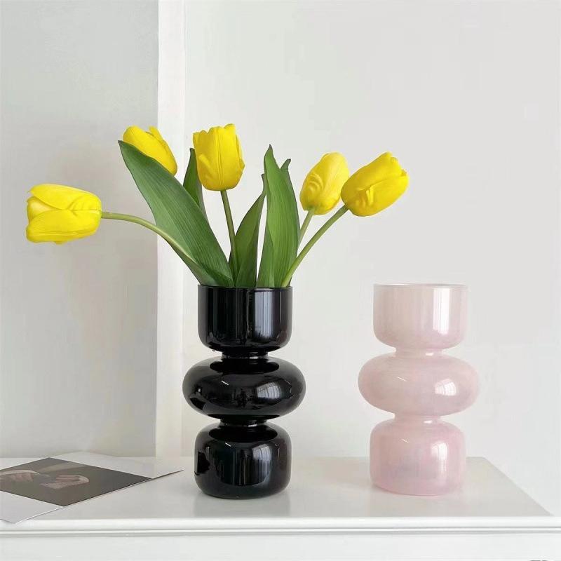 Black Wind Vase for Living Room Flowers Retro Glass Hydroponic Decor Minimalist Luxury