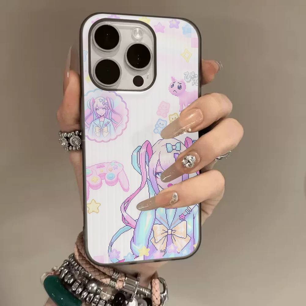 

Чохол з гофрованим візерунком N-Needy Girl Overdose Game для IPhone 16E SE4 12 17 16 15 14 13 11 Pro Max Смугастий чохол iPhone 15pro max