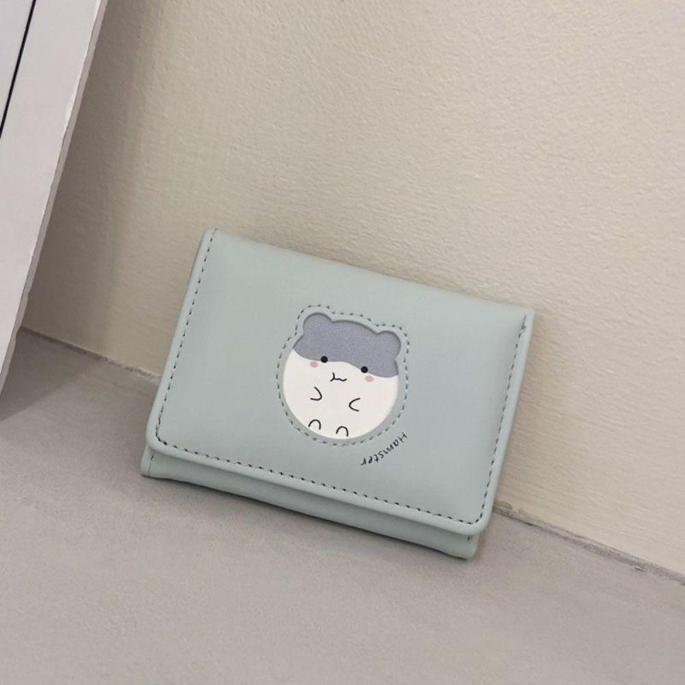 Cartoon Hamster Short Wallet Printing Card Holder Cute Folding Purse Travel