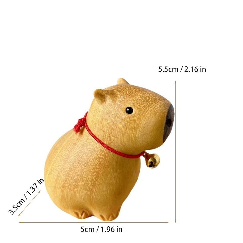 Wood Carving Capybara Cute Animal Sculptures and Figurines Home Room Office Car Figurine Decoration Small Gift