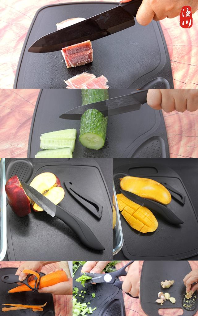 Iragawa Knife Set Ceramic Kitchen Tool Peeling Cutting Petty Kitchen Ultra Lightweight [7-Piece Set] [Black Set] [Chef's Knife, Knife, Board, Knife,
