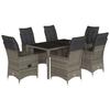 VidaXL Garden Dining Set and Cushions 7 Pcs Grey Rattan, Outdoor Dining Set, Dining Room Furniture 3276739