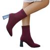 Fashion 2025 New Woman Pointed Toe Stretch Sock Boots Women Fashion High Heel Shoes Ankle Length Boots Winter Ladies Shoes
