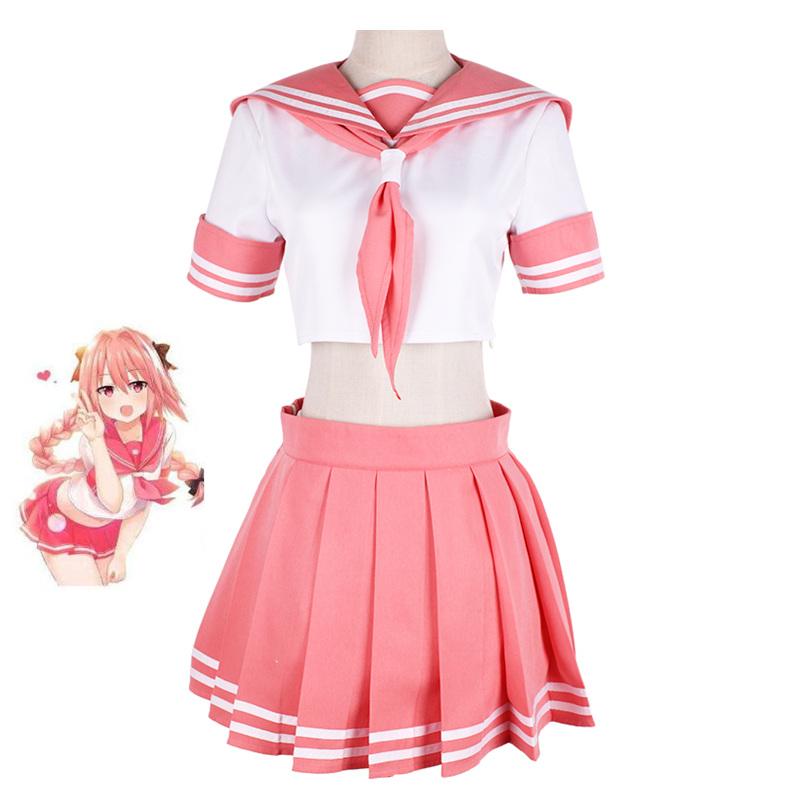 

SBluuCosplay Fate Apocrypha Rider Astolfo Cosplay for Men JK School Uniform Sailor Suit Women Outfit Anime Halloween Costume S&US Women Size