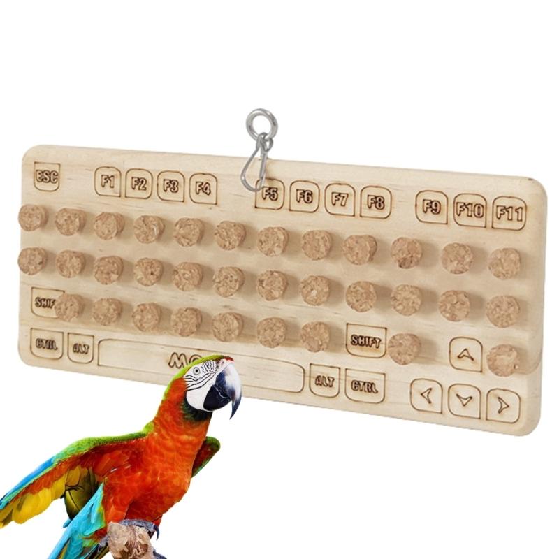Parrot Pecking Cork Toy Wood Block Grinding Toy for Small Medium Bird Birdcages Hangable Entertainment Toy Y5GB