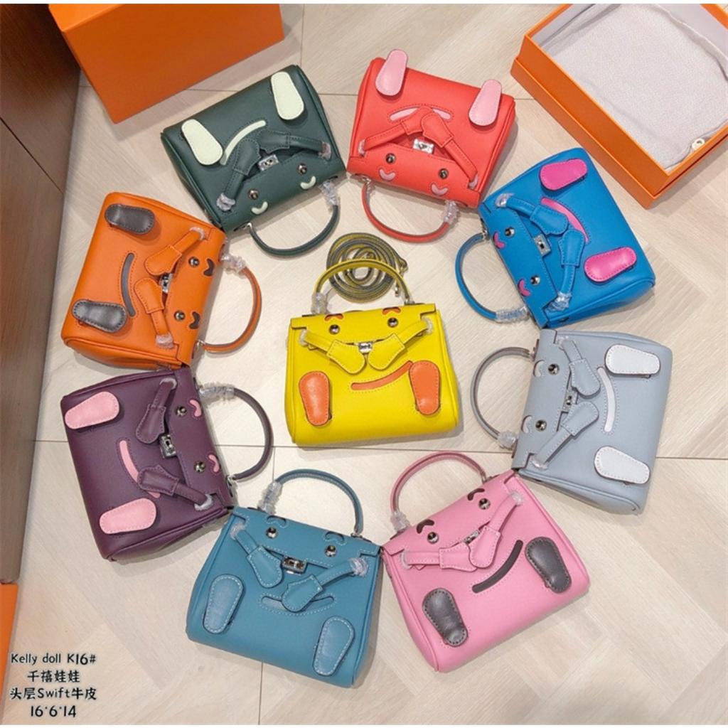 Smiley Bag 2025 New Cute Mini Messenger Bag First Layer Cowhide Shoulder Handbag Spoof Kelli Bag Woman