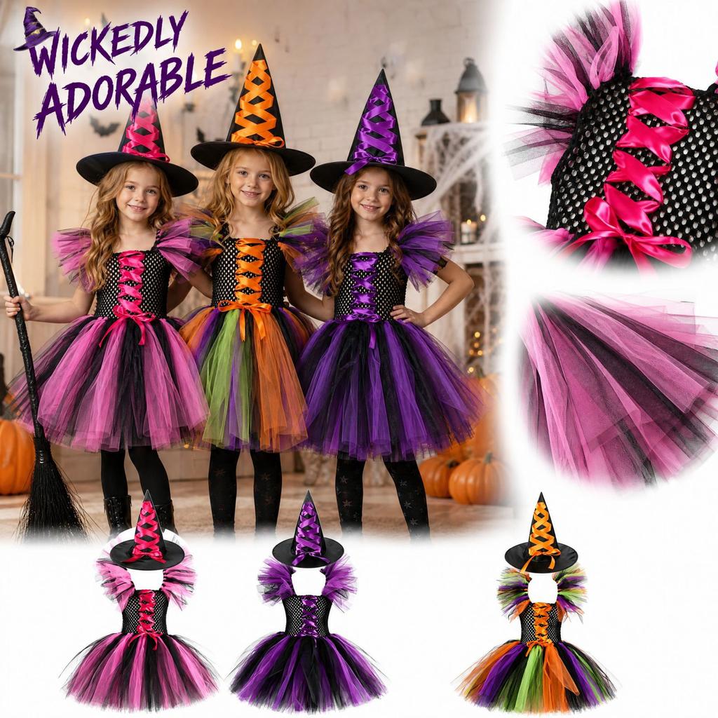 Girls Halloween Dress Costume Set for Performance, Dance Recital and Party