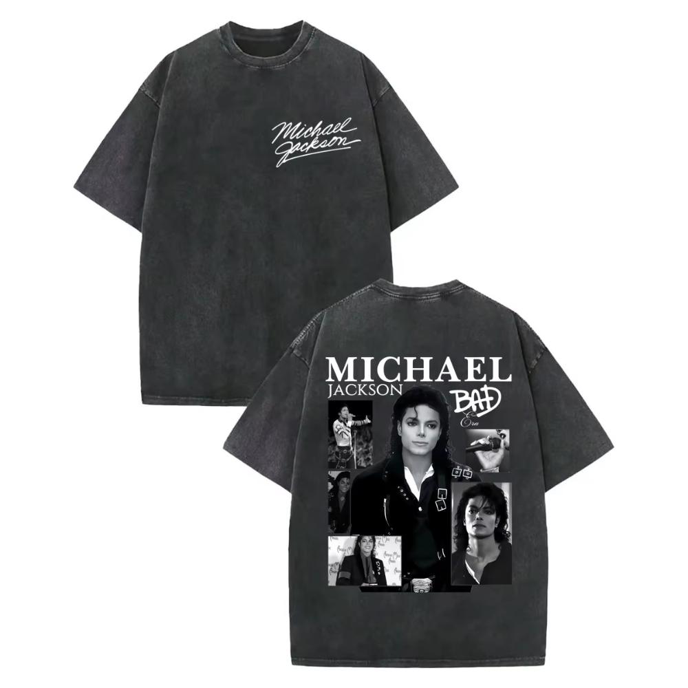 Rock Singer Michael Jackson Graphic T Shirts Mens Women High Quality Vintage Washed Tshirt Summer Casual Loose Cotton Tshirts