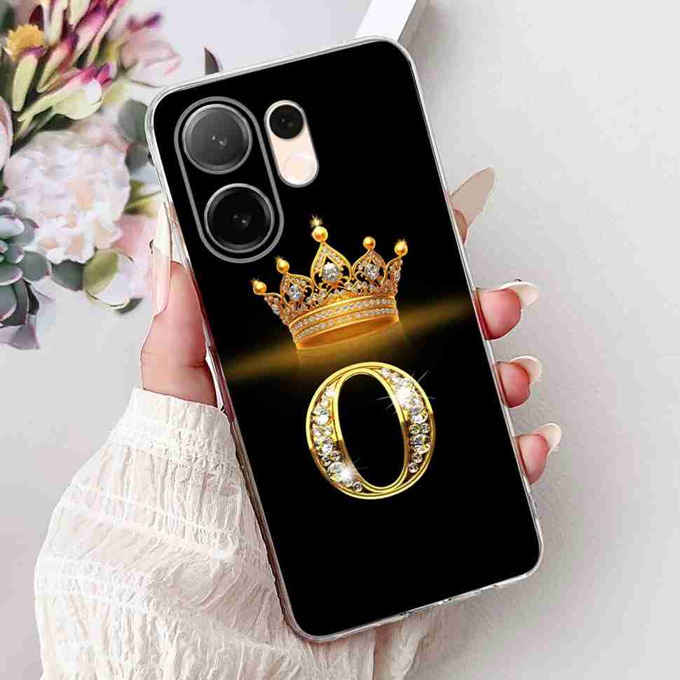 For vivo V60 5G 6.67" Case Popular Letters A-Z Crown Soft Silicone TPU Cover For Vivo v60 5G VIVO V2511 Bumper Phone Shell Coque