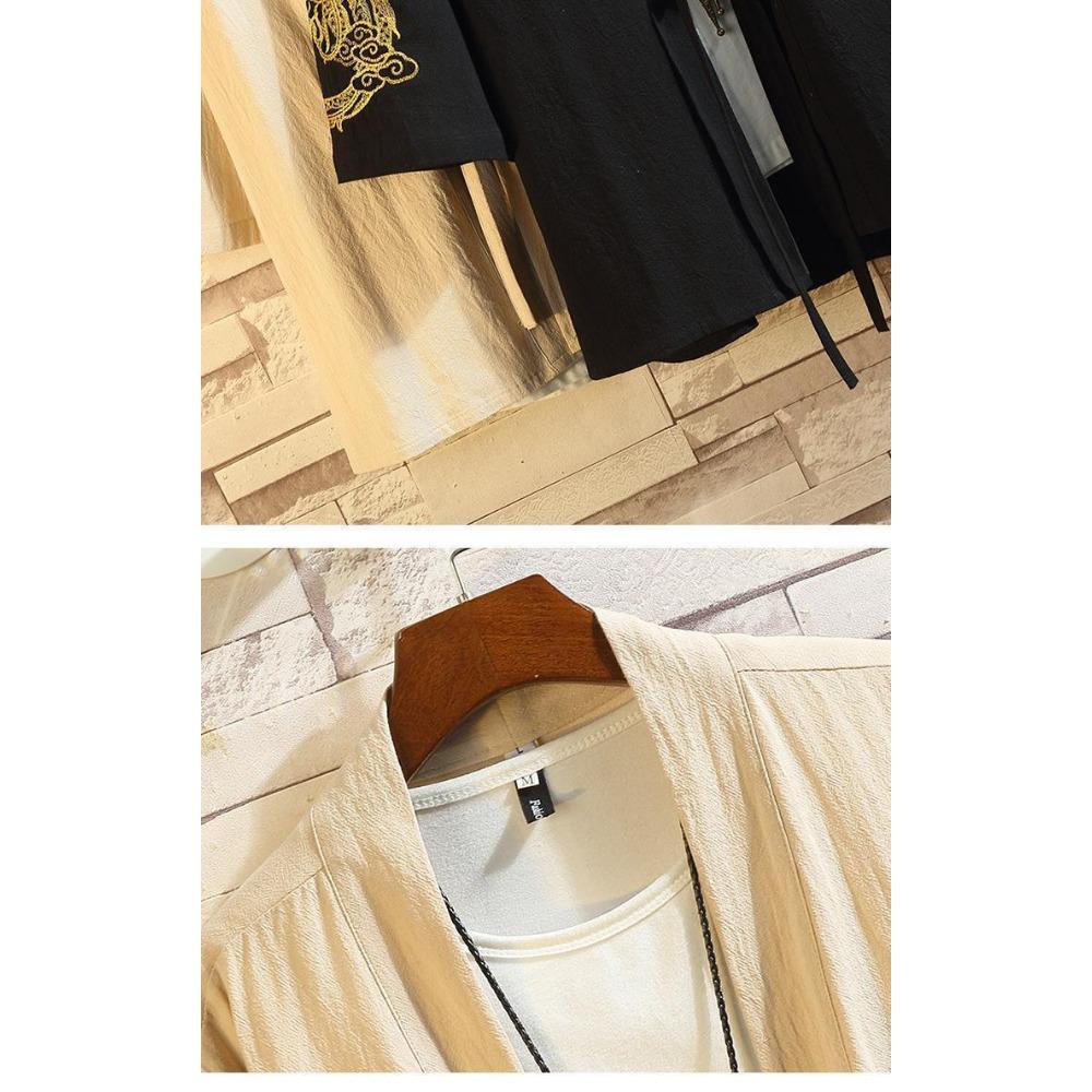 Ancient Chinese Style Crane Dragon Pattern Embroidered Linen Jacket Hanfu Men's Ancient Clothing Cotton Linen Taoist Robes