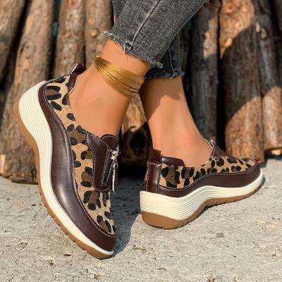 New Round Toe Thick Sole Lightweight Casual Fashion Walking Shoes Comfortable Zipper Spring/Summer Running Sneakers Women
