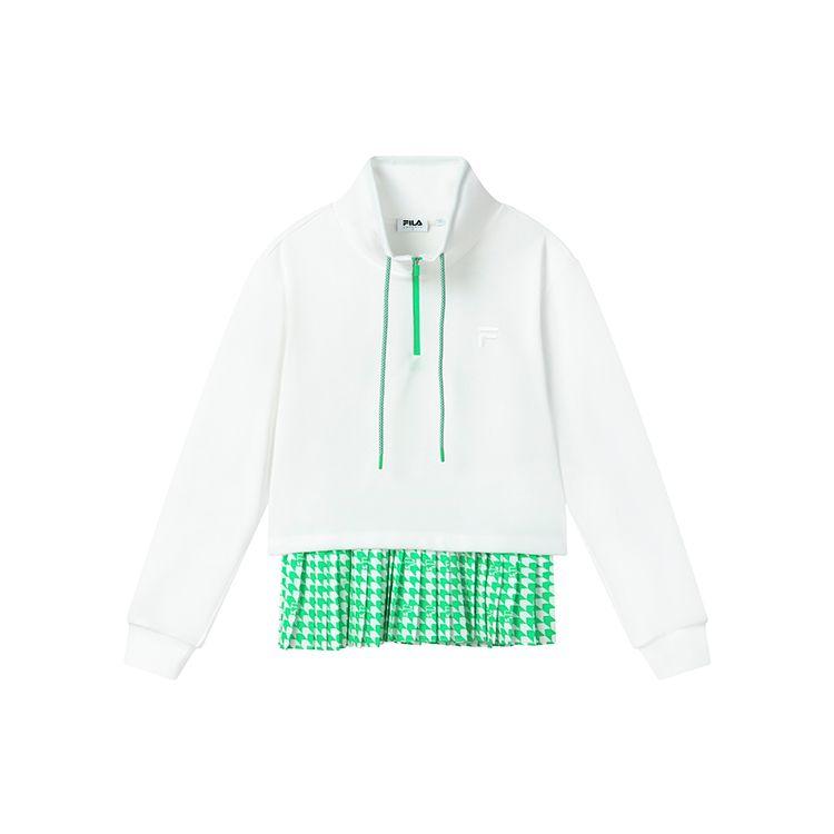 

FILA Emerald Series Loose Fit Mock Layered Knit Sweatshirt Women sweatshirt White F11W314202F-WT L