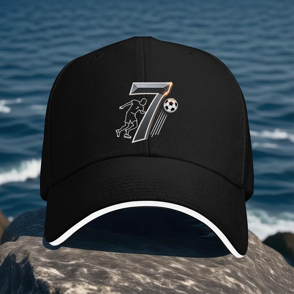 Number 7 Soccer Player Graphic Baseball Cap Polyester Adjustable Sports Hat Casual Outdoor Unisex