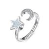 Women'S Fashion Copper Knuckle Rings With Star Moon Design Diamond Embedded Anti-Stress Anxiety Relief Rotating Ring