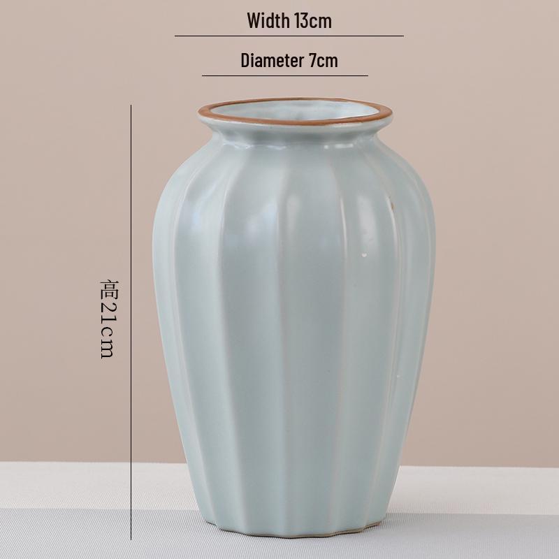 Elegant Celadon Vase: Classical Ru Kiln Ceramic for Hydroponic Flower Arrangements and Living Room Decor