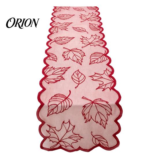Halloween Pumpkin Table Runner Fall Decorations, Maples Leaves Lace Orange Seasonal Dining Room Tablecloth Runner, Autumn Harvest Thanksgiving