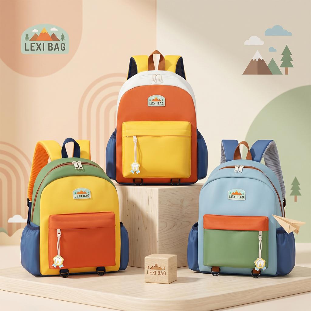 Schulranzen neue Kontrastfarbe Kinderrucksack süßer Kindergarten-Schulranzen Jungen und Mädchen Freizeit leichter Reiserucksack
