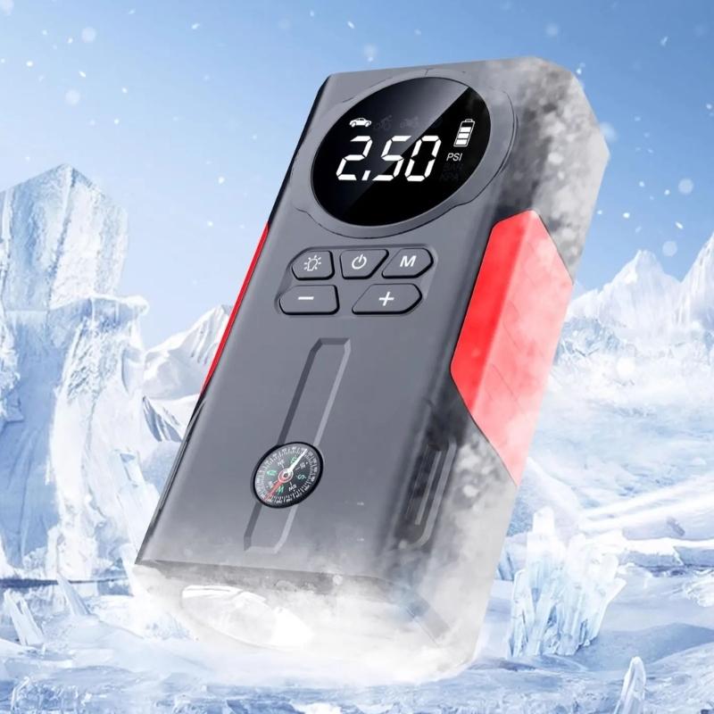 Double Purpose Car Air Compressor Jump Starter And Digital Tire Inflator With 800A Current For Automotive Emergency Use