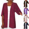 Women's Summer Cardigans Plus Size Short Sleeve Half Loose Cover Up Open Front Stretch Blouse Wrap Outwear Top