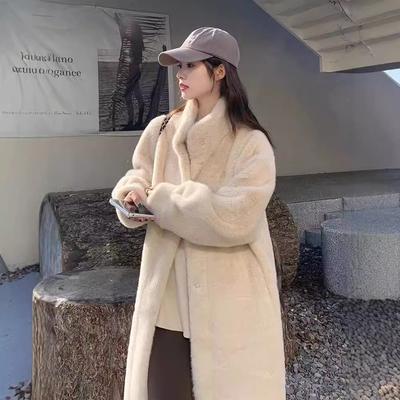 Autumn And Winter Thickened Long Stand-Up Collar Mink Hair Mink Fur Integrated Fur Environmentally Friendly Fur Jacket Women'S Coat