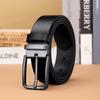 Men's Genuine Leather Minimalist Black Belt with Pin Buckle - Adjustable Fashion Trend