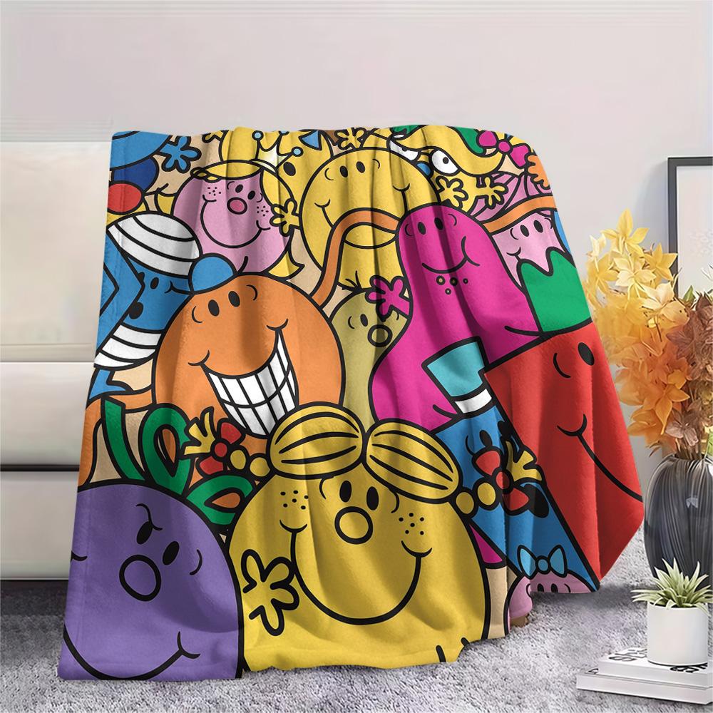 Mr. Men Little Miss  Print Flannel Blanket, High Quality Comfortable for All Seasons, Home Decor, Warmth and Comfort