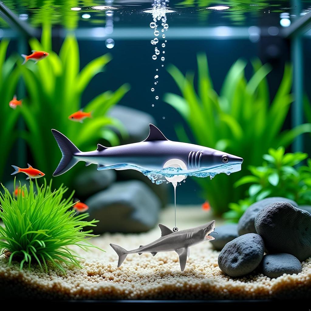 1 Pc Floating Shark Ornament - Adjustable Aquarium Shark Animal Decor | Aquarium Floating Shark Ornaments Thematic Ornaments Suitable for Aquarium