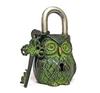 TreegoArt Ensemble de Serrure et Clés Attrayant en Laiton avec Design Incroyable de Hibou Serrure Fonctionnelle en Laiton Revêtue de Vert avec 2 Clés - Lot de 1