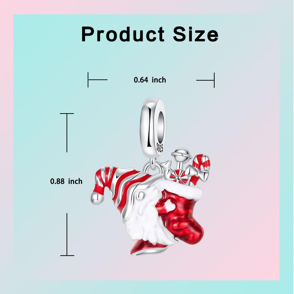 Copper Santa Claus Christmas Stocking Pendant Charm Compatible With Authentic Charm Bracelets Women Do It Yourself Jewellery Gift