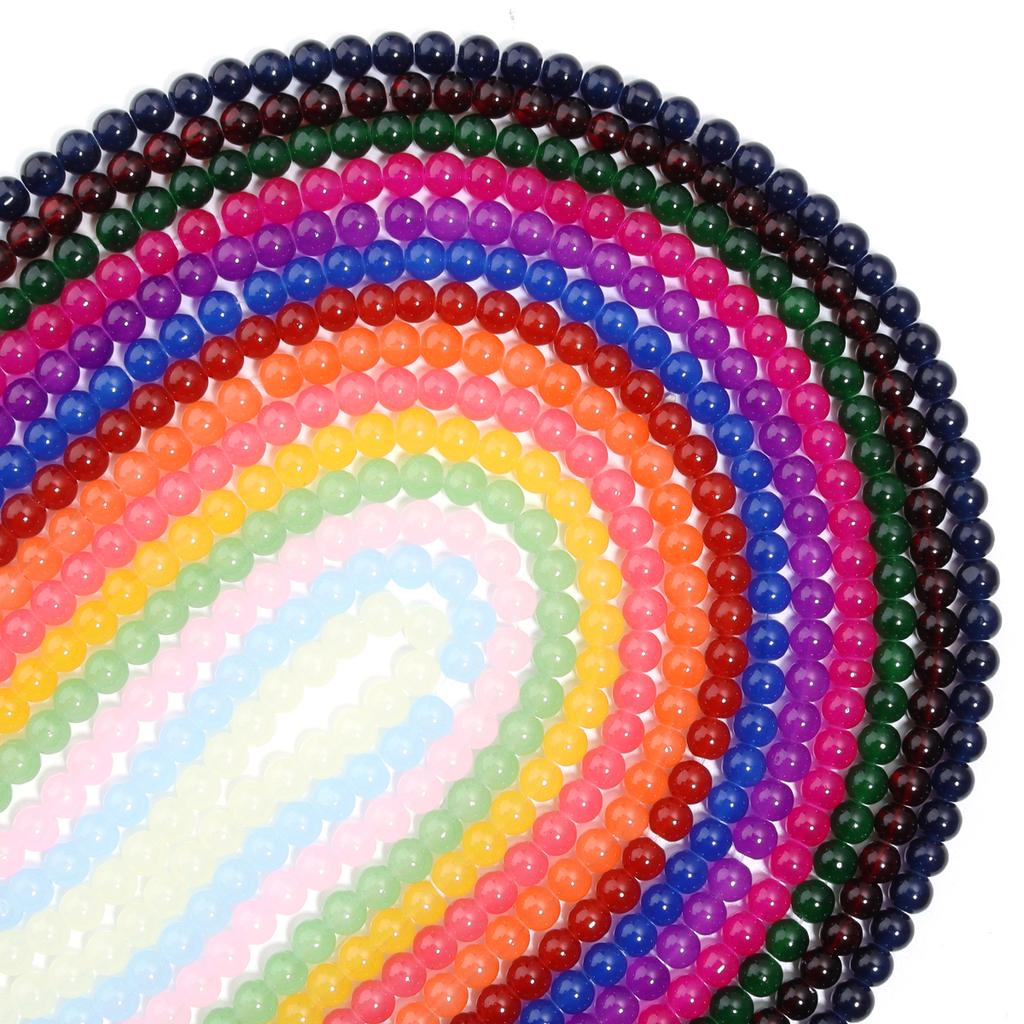 1 Strand 6/8mm Solid Color Glass Beads Loose Spacer Round Beads For Jewelry Making DIY Handmade Bracelet Necklace Accessories