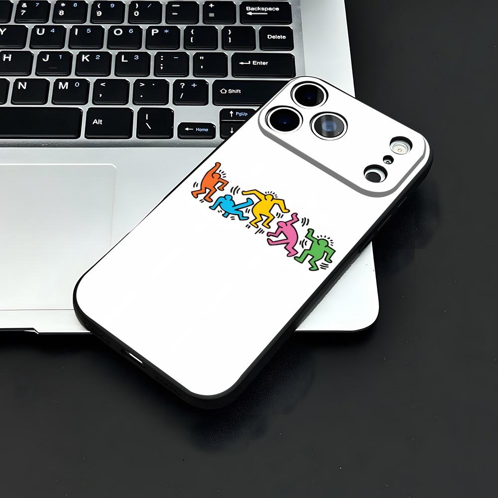 Künstler K-H-haring Handyhülle Für IPhone 17 Air 16 E Pro Max 15 14 13 Mini 12 Pro 11 Max Plus Schwarze Weiche Hülle