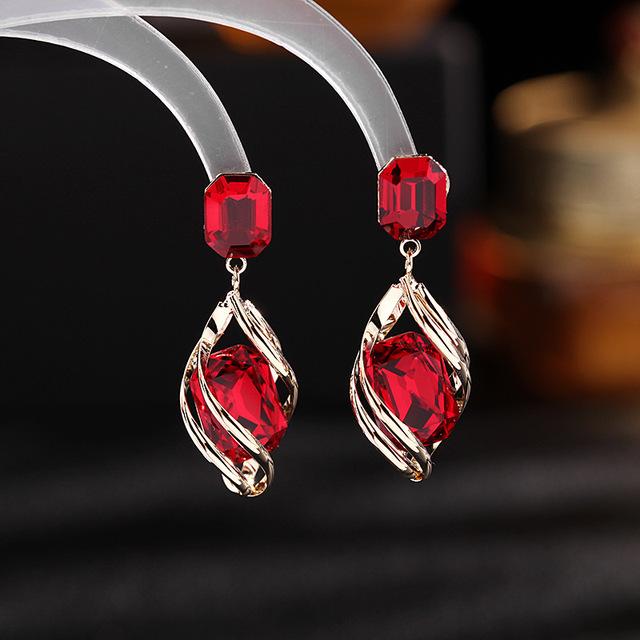 

Серьги-капли с синим кристаллом, 2022, летние модные серьги-капли для женщин, брендовые дизайнерские свадебные висячие украшения с красный