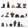 Halloween Mini Resin Figurine Scary Skull Coffin Chair House Decor for Haunted House Indoor Outdoor Party Prop