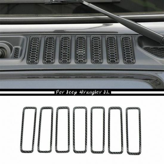 For 2018- Jeep Wrangler JL Carbon Fiber Hood Air Vent Inlet Cover Frame Trim