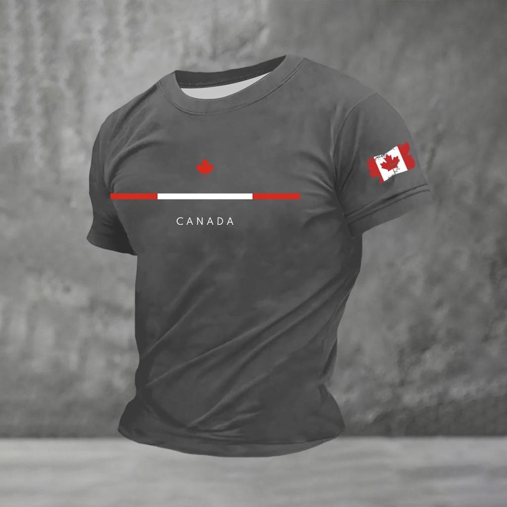 Men's Canadian Football Graphic Short Sleeve T-Shirt for Fan Celebration Breathable Cotton Neck