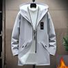 Herren Mittellanger Fleecegefütterter Lässiger Trenchcoat für Herbst/Winter Jugend Kapuzenjacke Übergröße in Übergrößen