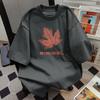 Teenager Student Summer Casual Loose Oversize Short Sleeve O Neck Maple Leaf Printed Pullover Cotton T Shirt Top