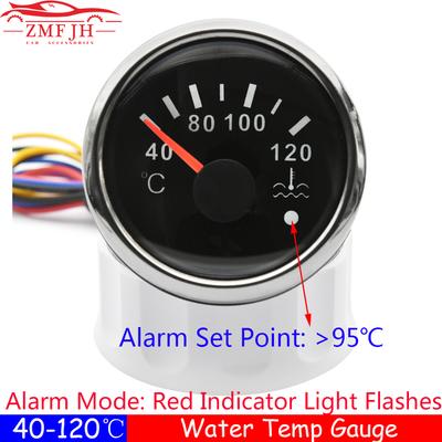 Auto Car Water Temp Gauge for Sensor 1/8NPT M14x1.5 Waterproof IP67 52mm Water Temperature Gauge with Alarm Marine Boat 9-30V