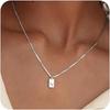 Exclusive 18K Gold Vacuum-Plated Stainless Steel Engraved Square Pendant Necklace with Alphabet Letters
