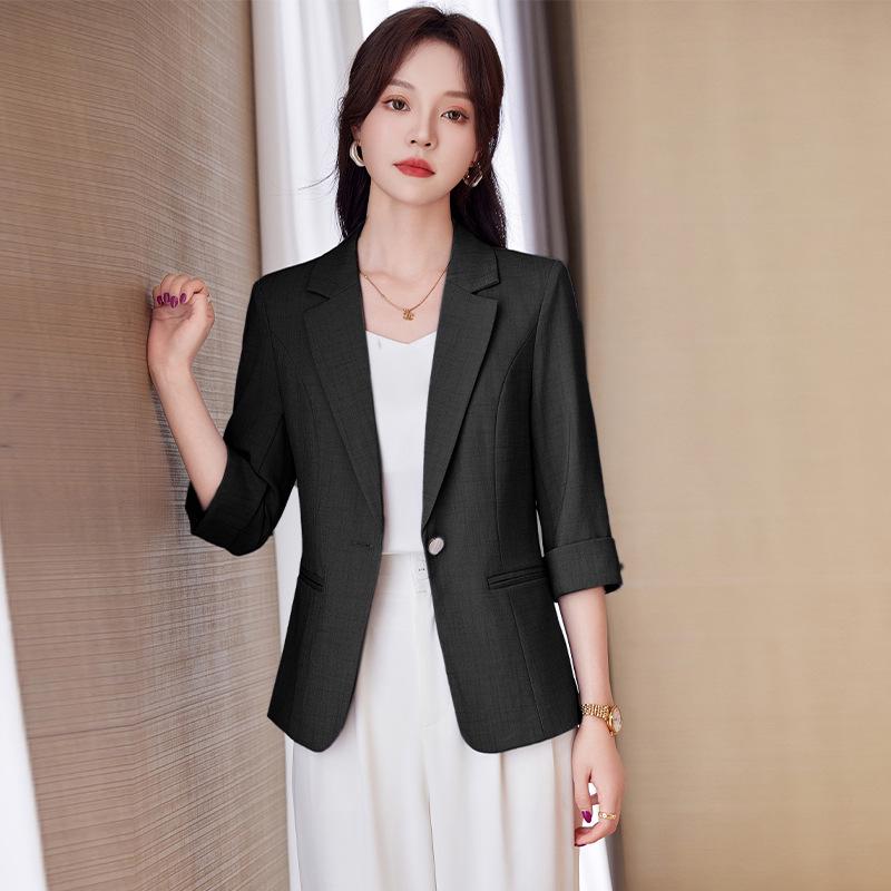 Women's Spring/Summer 2024 Pink Mid-Sleeve Blazer Jacket – New Fashion Casual Suit Top