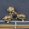Pure Copper Turtle Statue Vintage Brass Tortoise Figurines Desktop Feng Shui Ornament Miniatures Antique Tea Pet Crafts Gifts