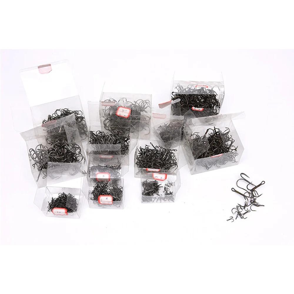 100/50pcs/Box Super Sharp Three Anchor Hook Sea Fishing Treble Barb Carbon Steel Triple Hooks for Jig Carp Fishing Lure Tackle
