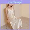 Satin Sleep Dress For Women With V Neck Sleeveless Nightgown For Home Relaxation