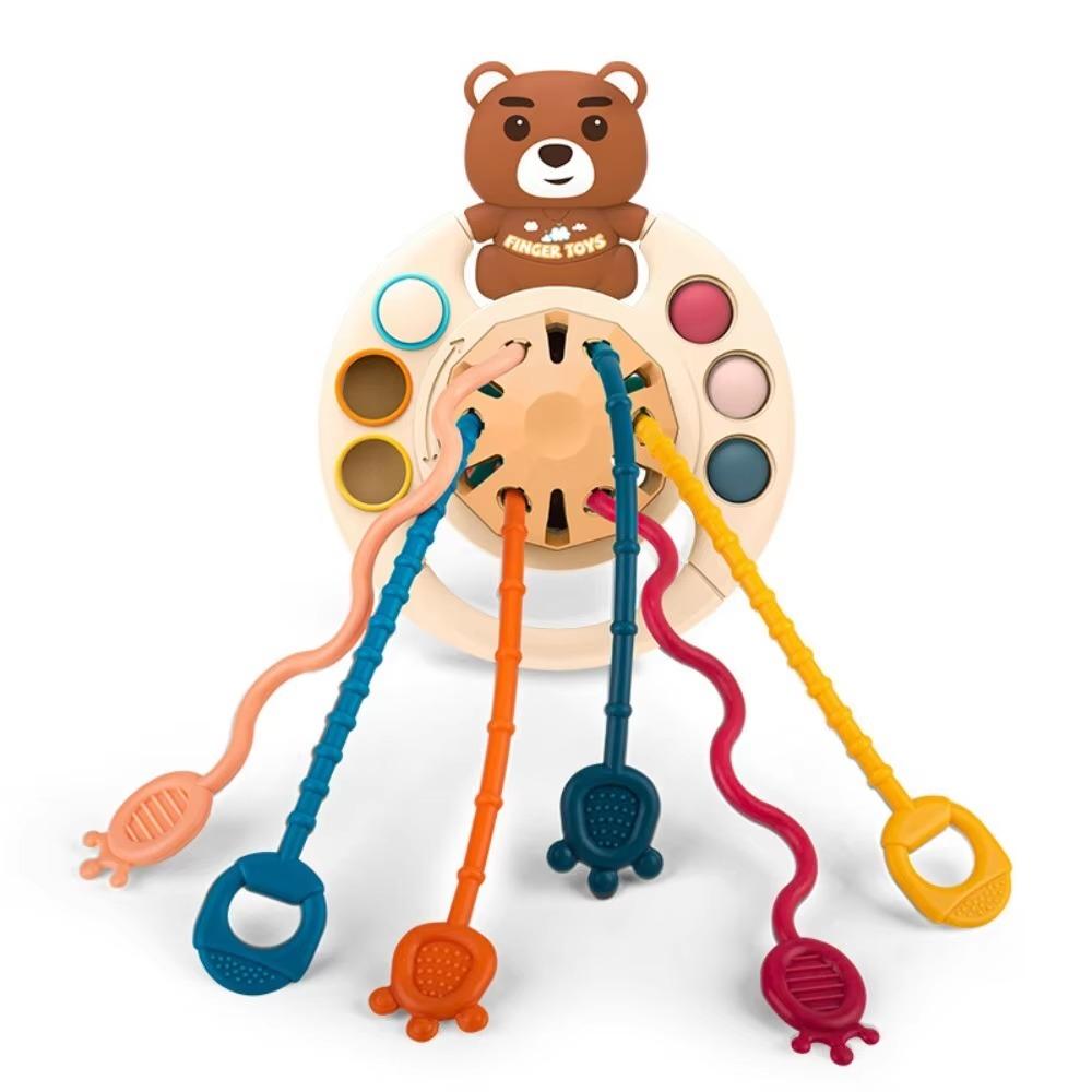 Sensory Development Silicone Pull String Toy Grab Ball InfantilChewable Teethers Toys  Boy Children Bear