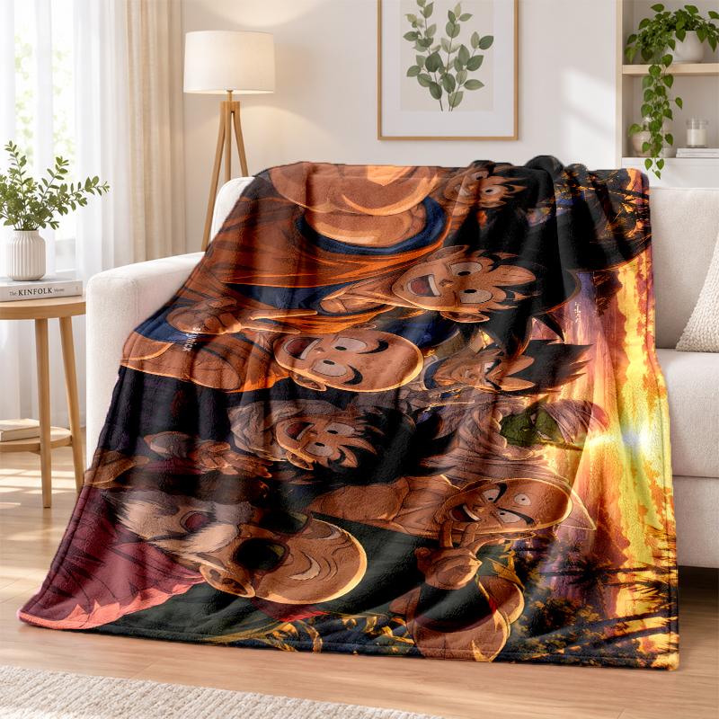 Dragon Ball Flannel Throw Blanket Soft Warm Cozy For Sofa Bed Indoor Home Bedroom Use