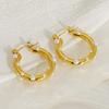 European American Style Stainless Steel Hoop Earrings Natural Stone Inlaid Pearl Zircon Women's Jewelry