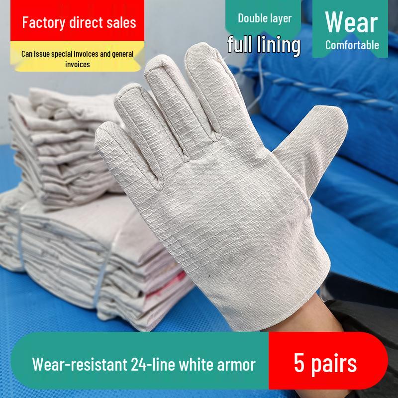 Heavy-Duty Anti-Slip Canvas Work Gloves – Durable, Double-Layer Protection for Construction and Welding
