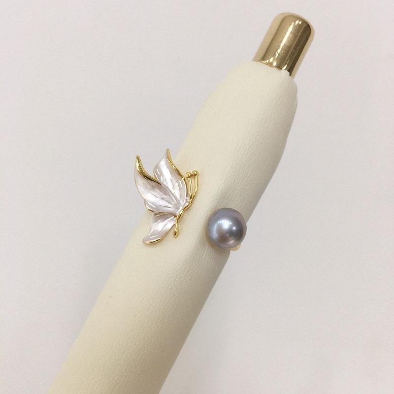 Zhuji Natur Süßwasserperlen Set - Damen mattierte Schmetterlingsperlen Ohrringe, 18 Karat Gold Filled & Anlaufgeschützt